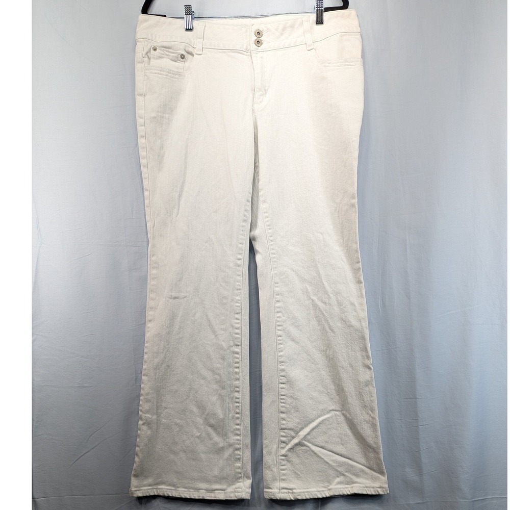 Liz Claiborne White Stretch Trouser‎ Flare Bootcut Jeans Size 16